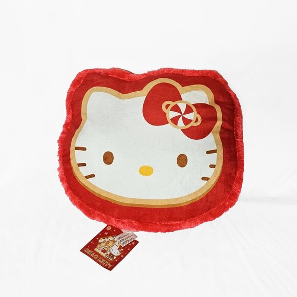 Hello Kitty Christmas Peppermint Bow Throw Pillow - Picture 1 of 3